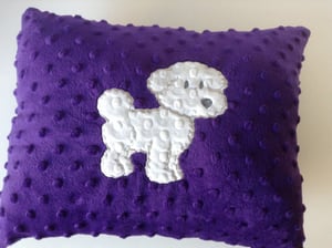 Image of Bichon frise purple pillow