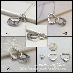 Image of Floating Heart Pendant - Sterling Silver Heart Necklace, Wedding/Engagement Ring Holder