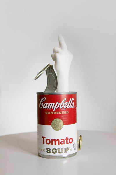 Image of Campbell's Soup Music Box with Rotating Porcelain One-Finger Salute