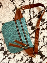 Image 2 of XL Teal boho crossbody 