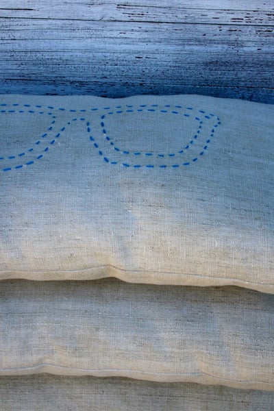 Image of Customized Sunglasses hand-stitched linen pillow