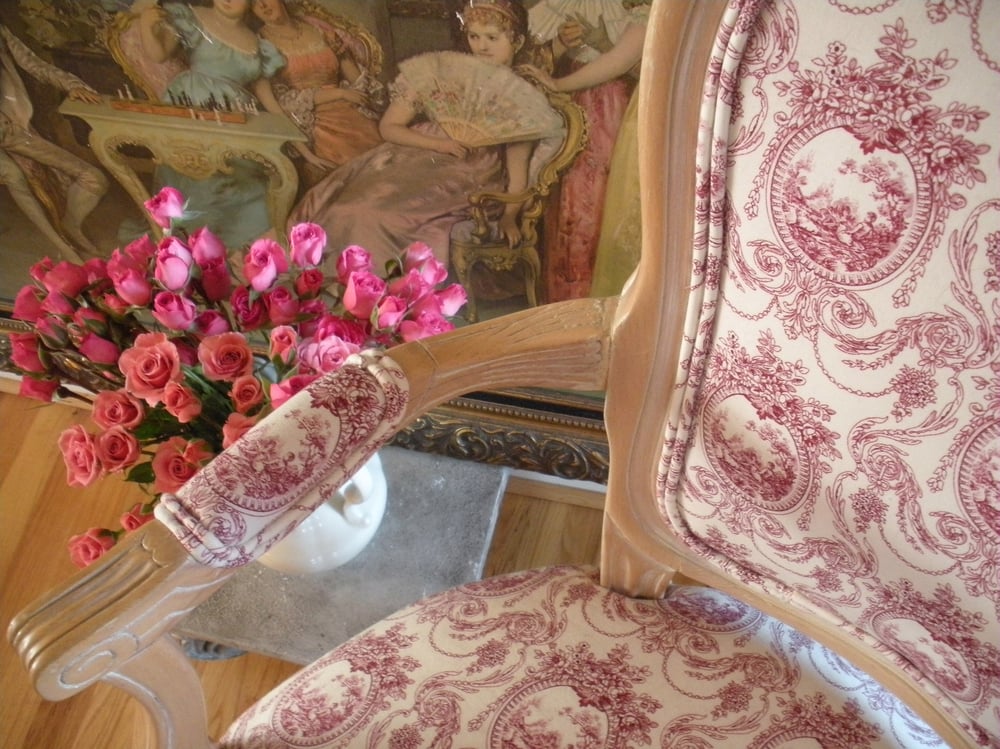 Image of Raspberry Toile Chair