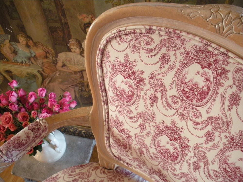 Image of Raspberry Toile Chair