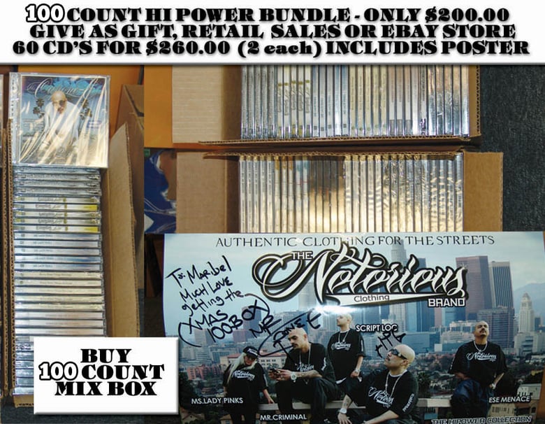 Image of 100 COUNT BOX OF ASSORTED HI POWER CD'S