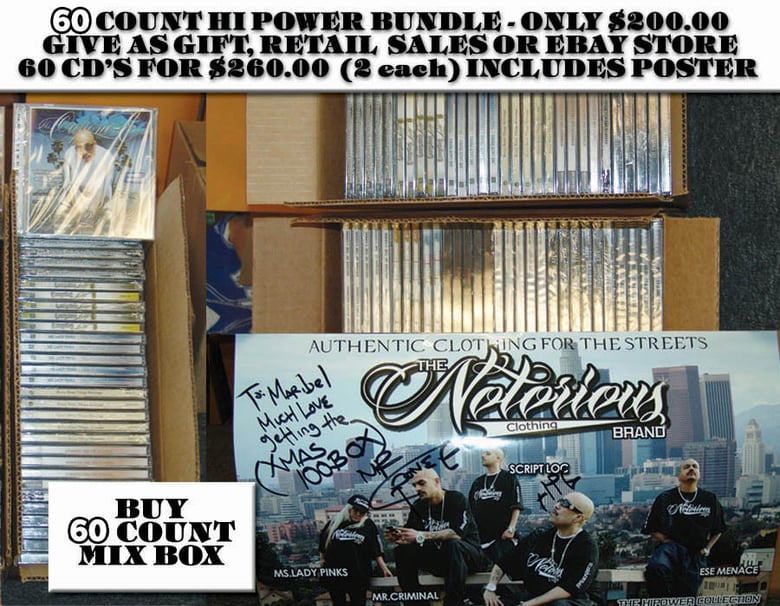 Image of 60 COUNT BOX OF ASSORTED HI POWER CD'S