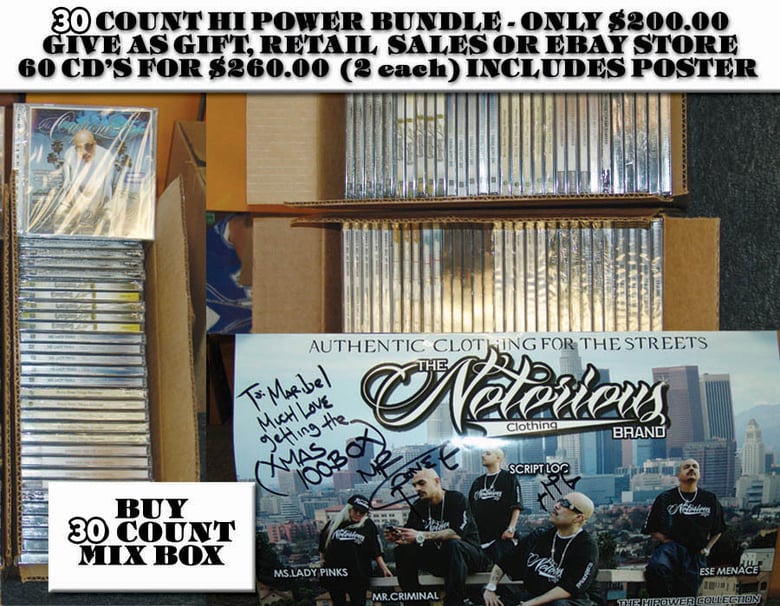 Image of 30 COUNT BOX OF ASSORTED HI POWER CD'S
