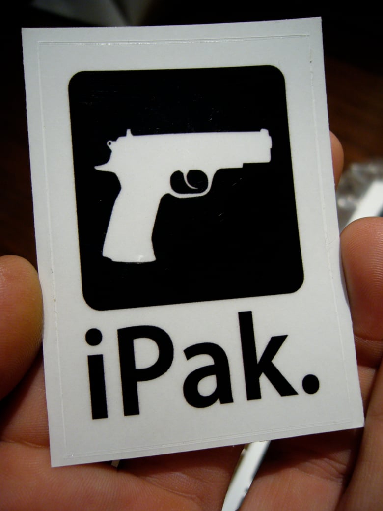Image of iPak Sig Pistol 3x2 Inch Sticker on Clear Vinyl