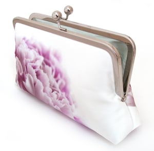 Image of Pink blossom, printed silk clutch bag + chain handle