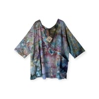 Image 1 of 3XL Cotton Woven Forager Top in Earthy Watercolor Ice Dye
