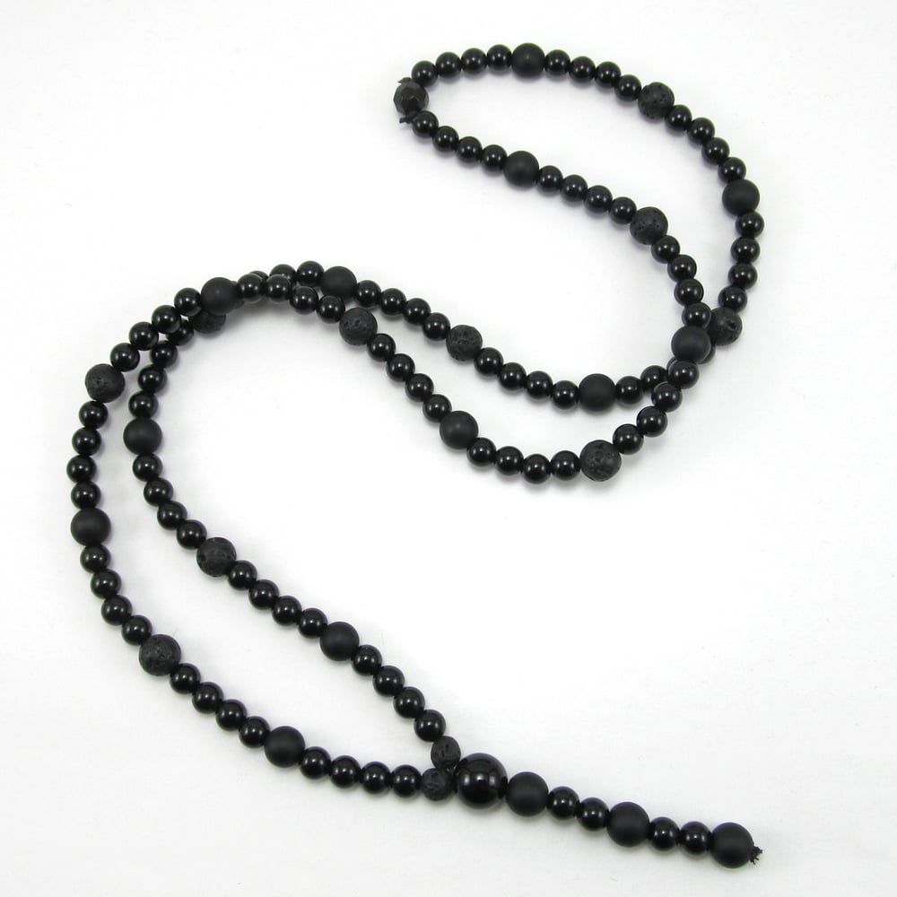 Black Agate beaded rosary necklace | Jewellery by Lowusu