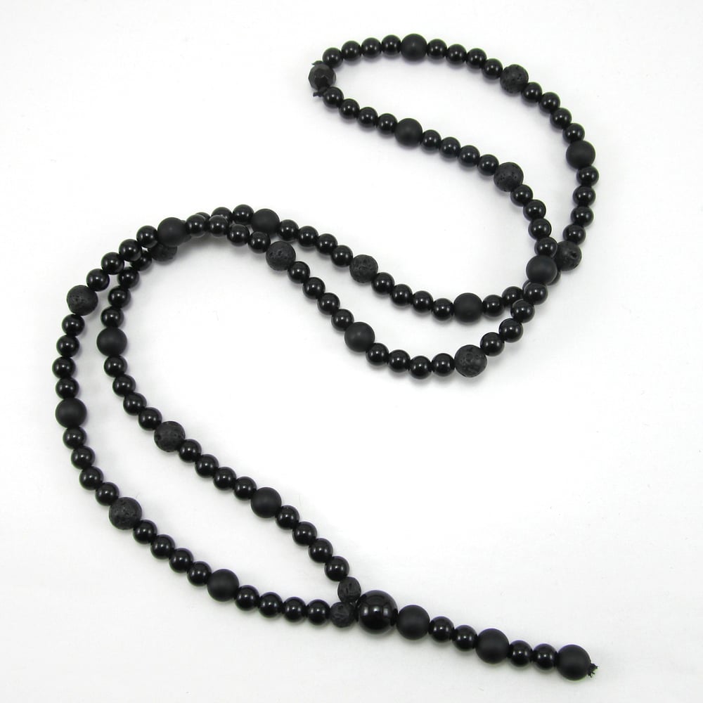 Image of Black Agate beaded rosary necklace