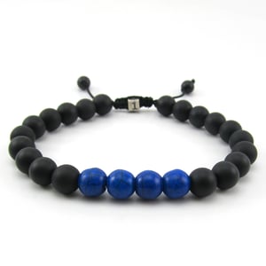 Image of Matt hematite and blue howlite adjustable personalised bracelet