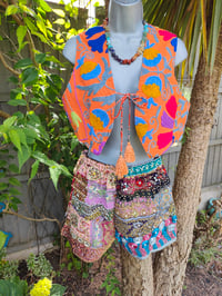 Image 5 of New York Embroidered Waistcoat Top orange with blue 6-12