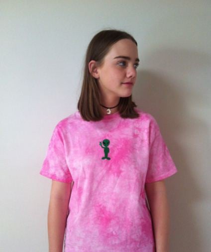 Image of Pink tie dye alien shirt