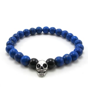 Image of Blue howlite and skull beaded bracelet
