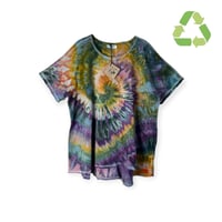 Image 1 of ♻️ UPCYCLED L/XL 100% Cotton Oversized Shirt in Dark Spiral Ice Dye