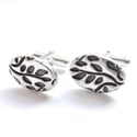 Silver Leaves Secret Message Cufflinks