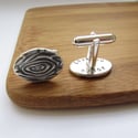 Silver Woodgrain Secret Message Cufflinks