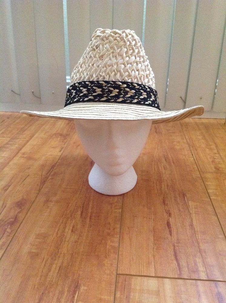 Image of creme rib cage straw fedora 