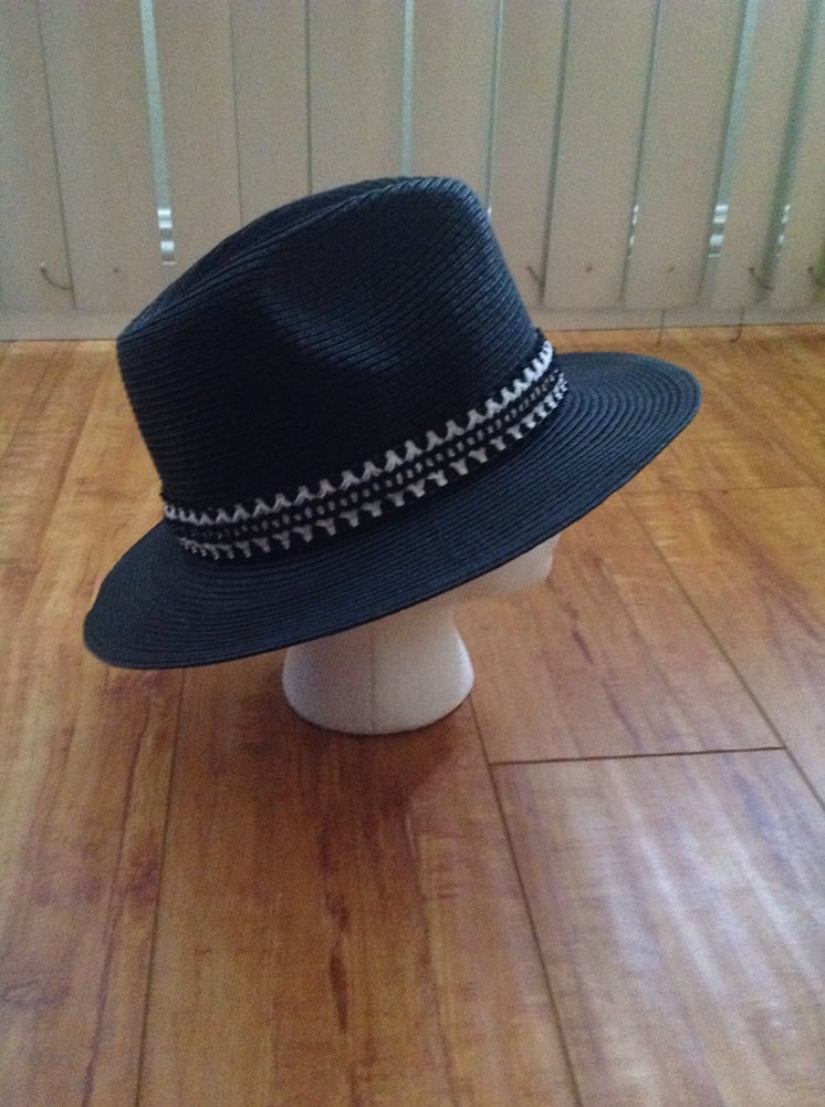 Image of red straw fedora