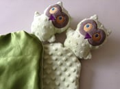 Image of Owl lovie-security blanket-green owl lovey