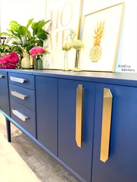 Image 3 of Navy blue mid century modern Nathan SIDEBOARD, DRINKS / COCKTAIL CABINET / TV CABINET