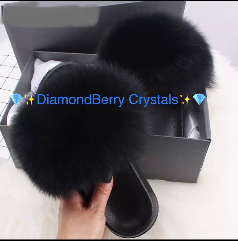 Image of Real Fox Fur Slides