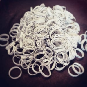 Image of White G / T / S wrist bands. 