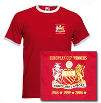 European Cup 3 wins/dates Red Ringer Shirt
