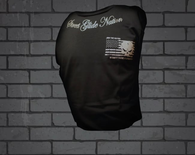 Street Glide Nation OG Short Sleeve Black Shirt. (Silver Ink)