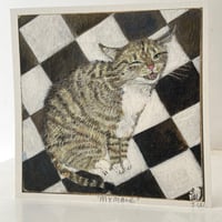 Image 2 of Small square art print -Tabby cat Mymble (custom name available) 