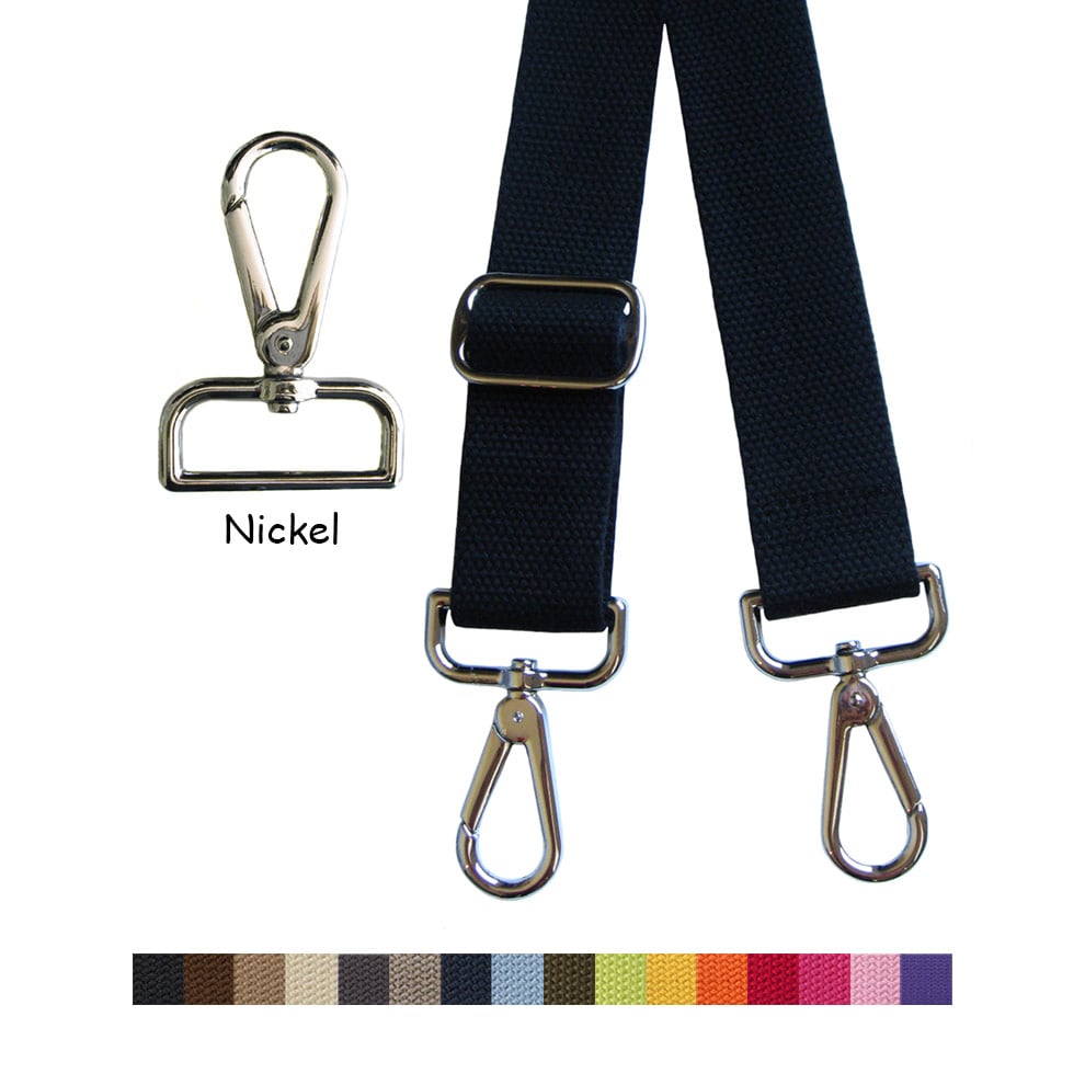 Image of Cotton Canvas Webbing Strap - Adjustable - 1.5" Wide - Choice of Color & Length - Nickel Hook #14