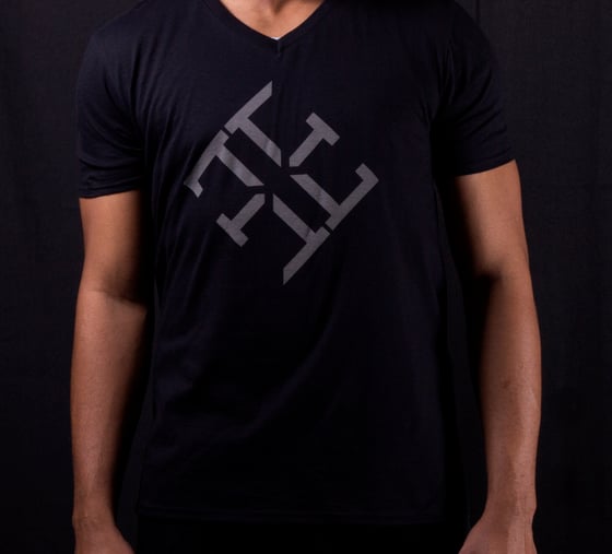 Image of Classic Logo Tee - Black V-Neck/Grey