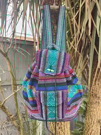 Image 1 of MALIA Mexican Baja woven fabric Backpack - GREEN