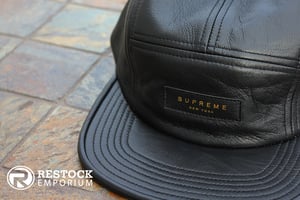 Image of Supreme – Black Leather Camp Cap