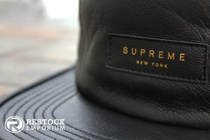 Image of Supreme – Black Leather Camp Cap