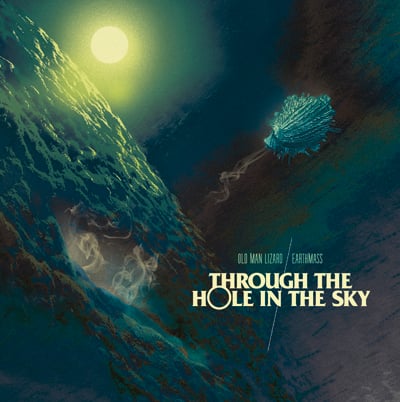 Image of Old Man Lizard/Earthmass - 'Through the Hole in the Sky' 7'' CLEAR W/ BLUE SPLATTER  