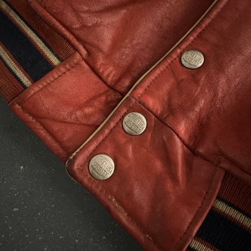 Image of 1990s Avirex “Blacklions” Leather Varsity Jacket, size XL