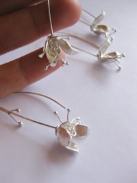 Image 2 of Bell flower hook earrings in forged sterling silver