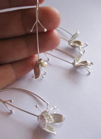 Image 4 of Bell flower hook earrings in forged sterling silver