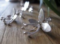Image 1 of Open bell flower stud earrings in forged sterling silver