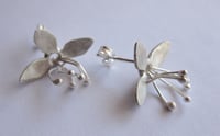 Image 4 of Open bell flower stud earrings in forged sterling silver