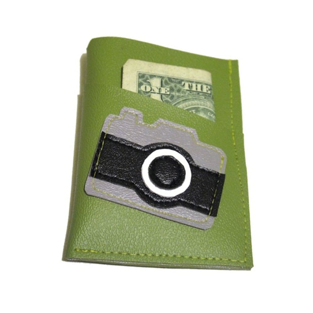 Image of Camera ) Mini Card Wallet ) Green
