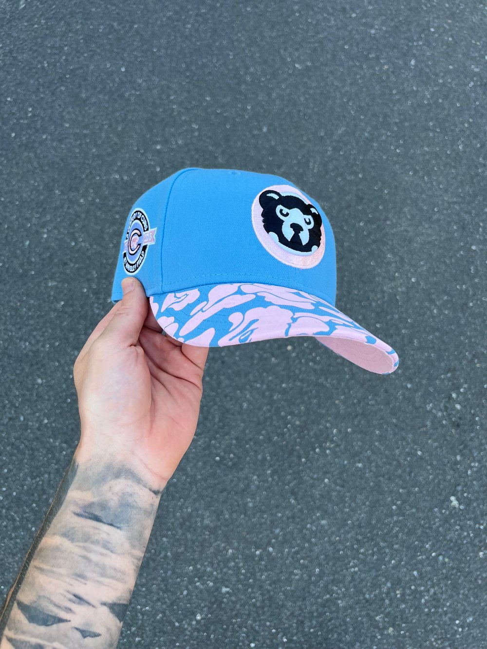 Image of PINK BRIM COTTON CANDY CHICAGO CUBS CUSTOM FITTED CAP