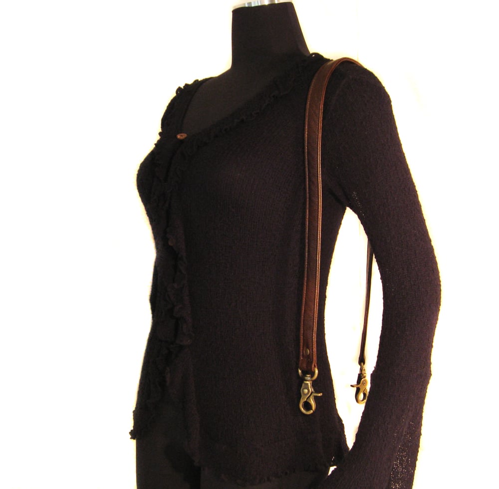 Short Crossbody / Long Shoulder Strap - Choose Leather Color - 40&quot; Length, 1&quot; Wide, #2 Swivel ...