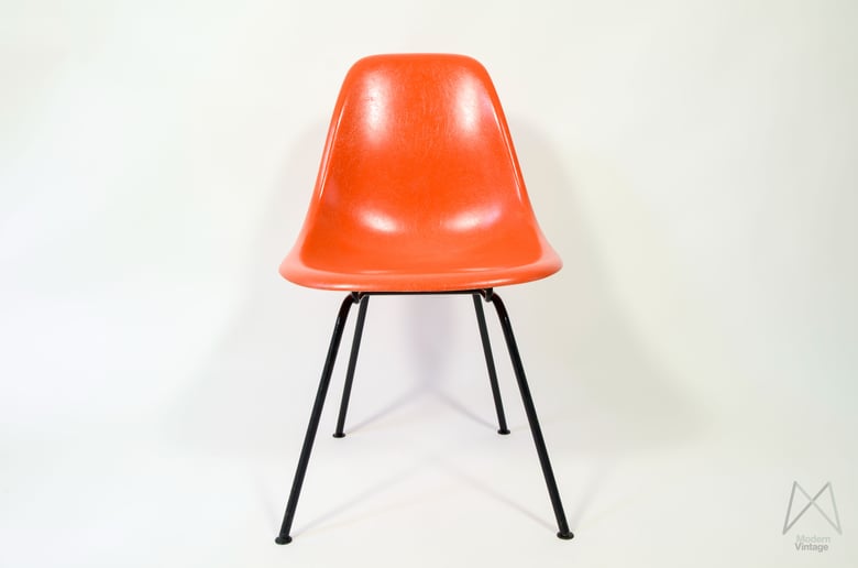 Image of Eames Herman Miller DSX DSR DSW red orange chaise polyester