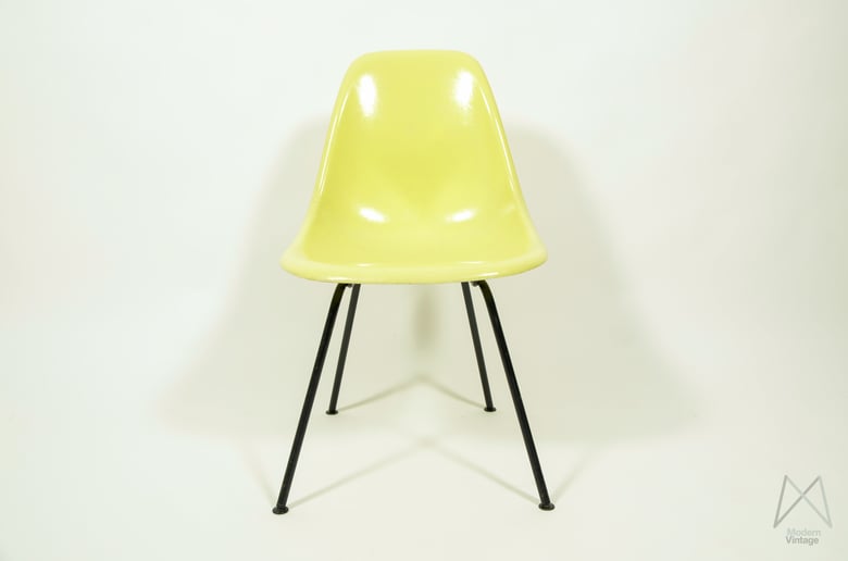 Image of Eames Herman Miller Lemon Yellow fiberglass chair