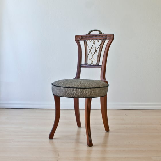 Image of Vanity Stool with Brass Details