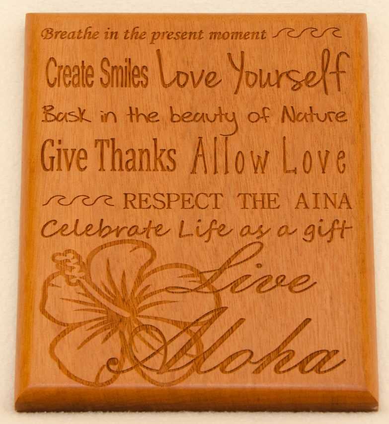 Live Aloha Multi phrase plaque | Island Laser Arts