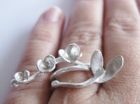 Image 1 of Trailing bud ring in forged sterling silver